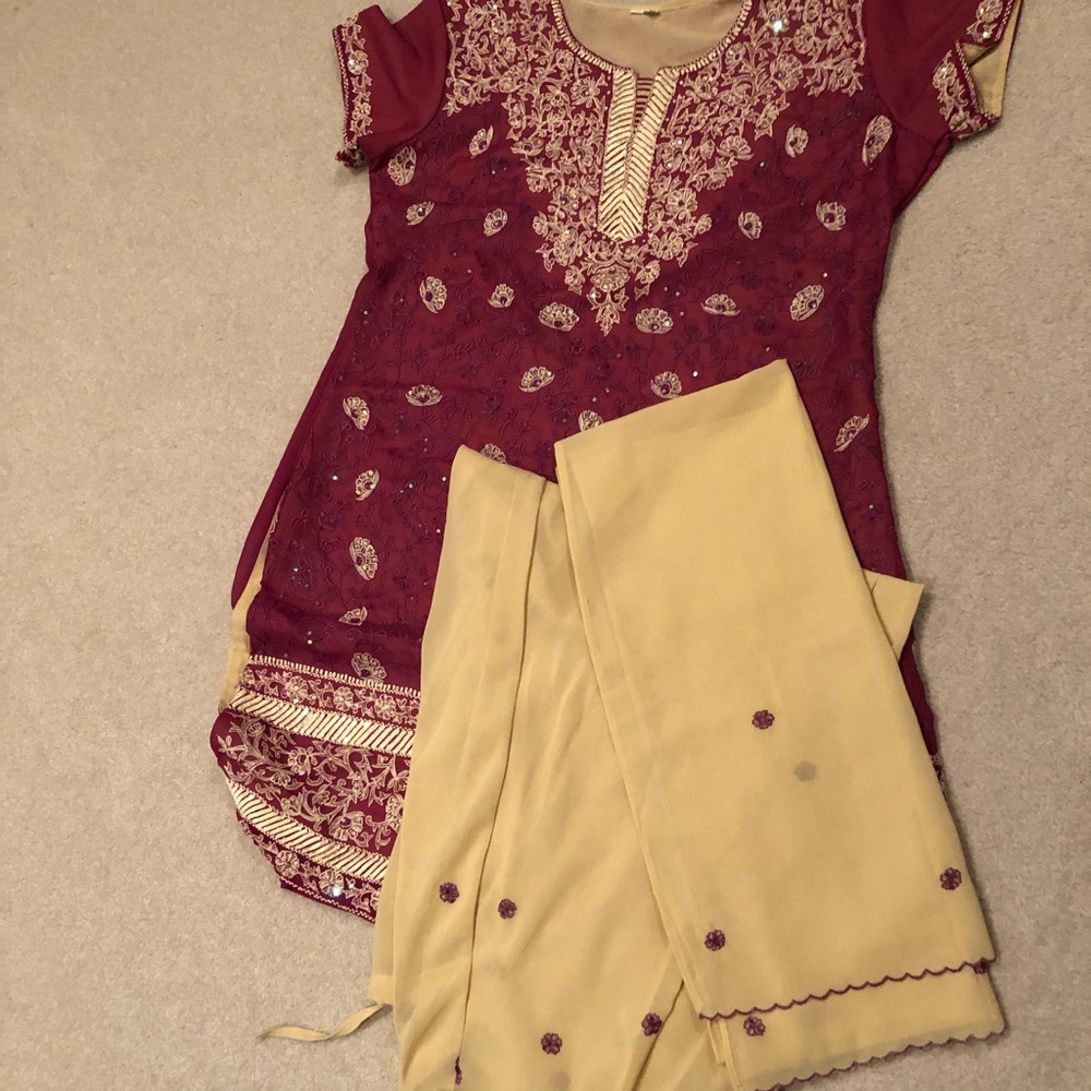 Red and cream Punjabi